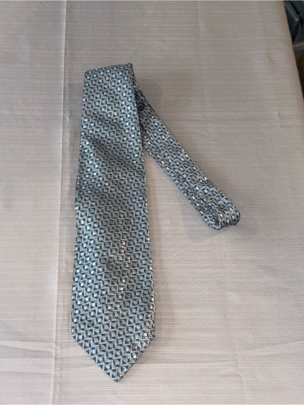 Dior Light Blue Geometric Silk Tie
